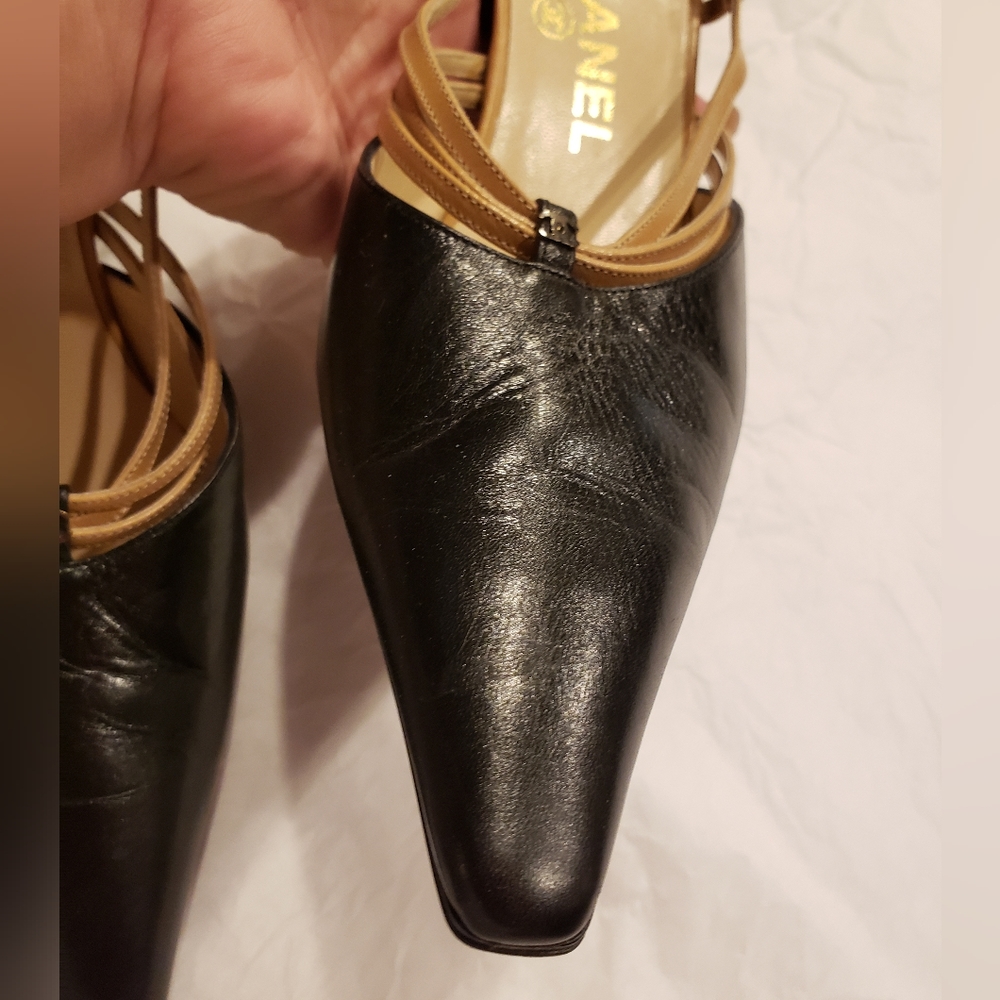 USED Chanel Shoes with Curved high Heels. Size 6.5 - Picture 13 of 13